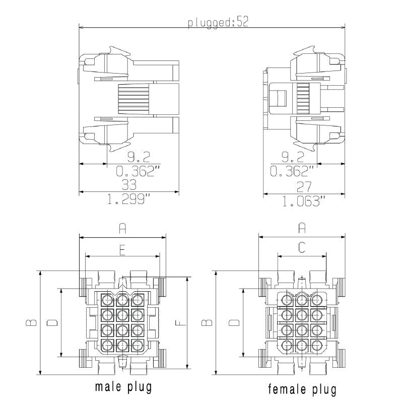 1218150000 - 12-Pole 5mm PCB Connector with Female Plug and Crimp Connection  (Pack of 25)