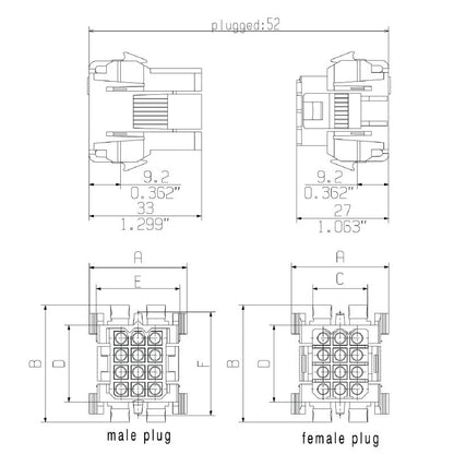 1218150000 - 12-Pole 5mm PCB Connector with Female Plug and Crimp Connection  (Pack of 25)