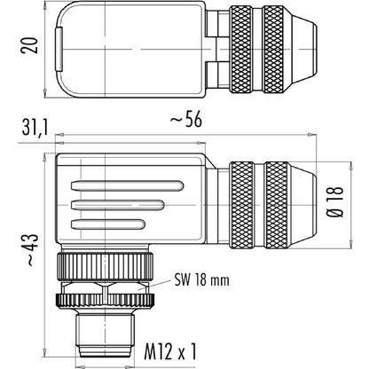 1160550000 - Durable M12 Connector, IP67, Male, 6-8mm Cable Support