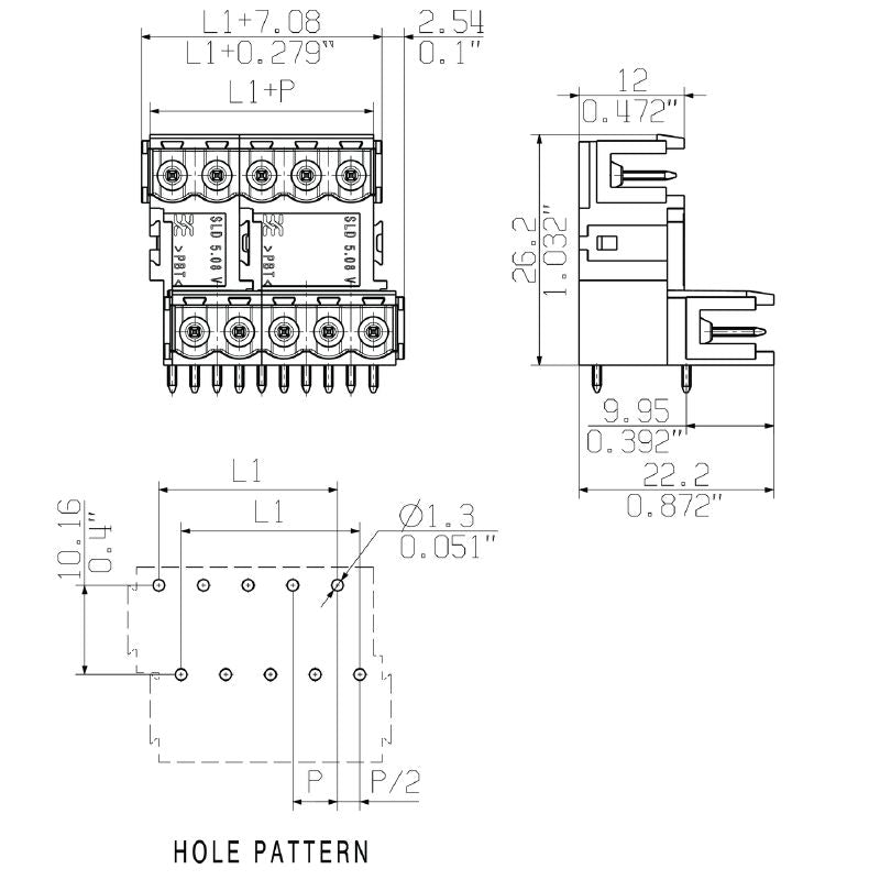 1013970000 - 22-Pole 5.08mm Male PCB Connector with Dovetail Securing  (Pack of 10)