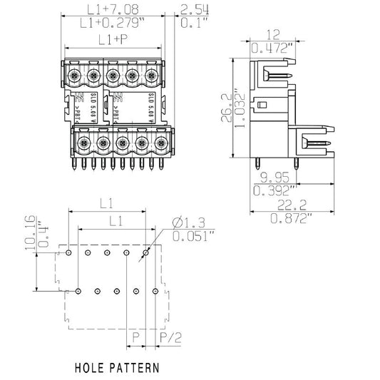 1013970000 - 22-Pole 5.08mm Male PCB Connector with Dovetail Securing  (Pack of 10)