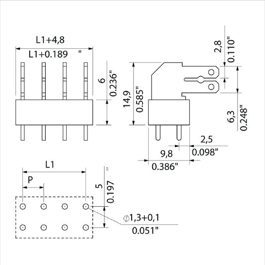 9511450000 - 5mm Pitch Orange PCB Terminal, 6 Poles, THT Solder Mount  (Pack of 100)