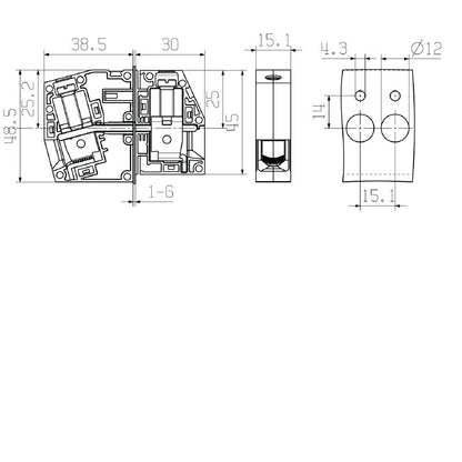 2444690000 - Feed-Through Terminal, 25 mm², UL Rated for 600V  (Pack of 10)