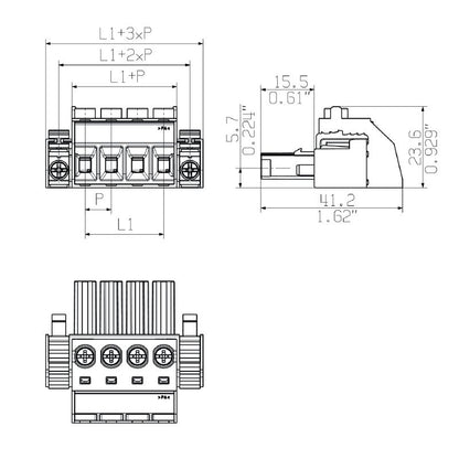 1930180000 - 7.62mm Female PCB Plug Connector with 180° Angle  (Pack of 100)