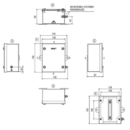 1024980000 - Powder-Coated 150mm Small Steel Terminal Box in Pebble Grey
