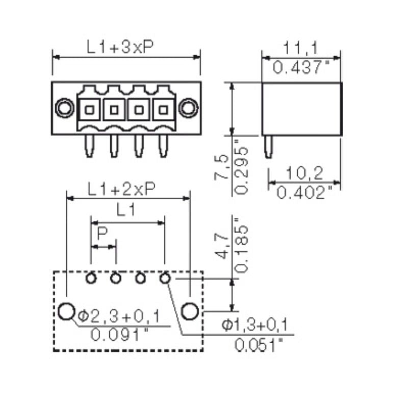 1619830000 - 3.50mm Flanged Male Header, 23 Poles, 90-Degree Angle  (Pack of 20)