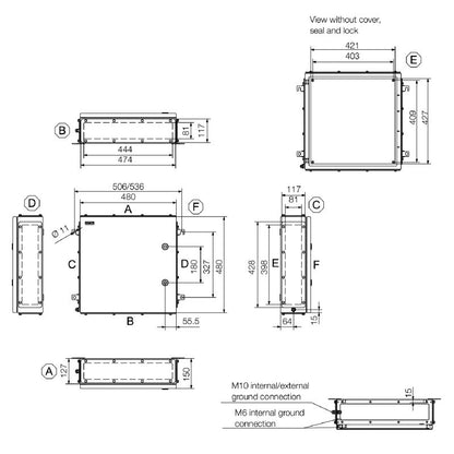 1200470000 - 480mm Stainless Steel Terminal Box with Gland Plates