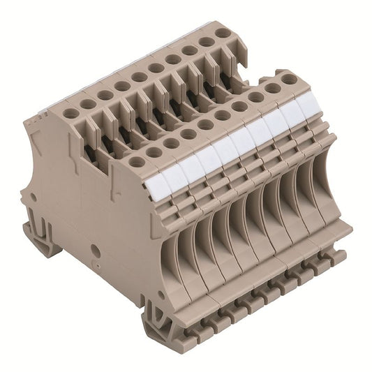 1020800000 - Dark Beige Terminal Strip for 2.5 mm² Wire, 24 A Rating  (Pack of 10)