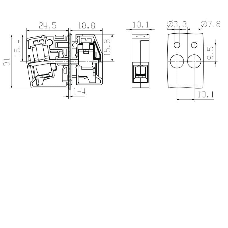 2439380000 - 10mm² Feed-Through Terminal Approved for 500V Applications  (Pack of 50)