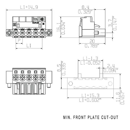 2065350000 - 5.08mm 3-Pole PCB Connector with Clamping Yoke - RoHS Compliant  (Pack of 72)