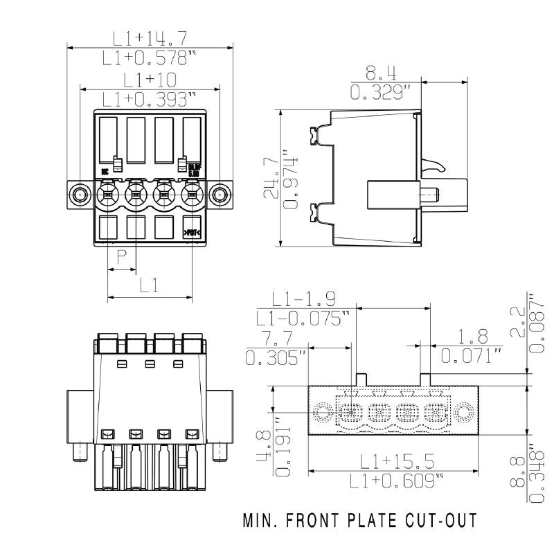 1000990000 - 5.08mm 7-Pole PCB Connector with 180° Push-In Mechanism  (Pack of 24)