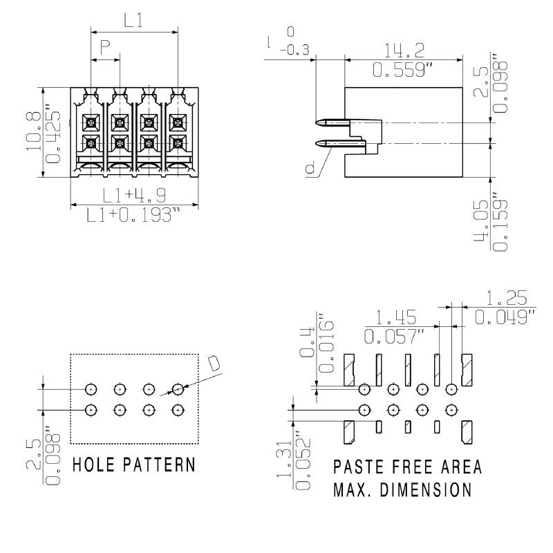 1358740000 - 3.50mm Pitch 6-Pole Male Header Connector, 180° Angle  (Pack of 175)