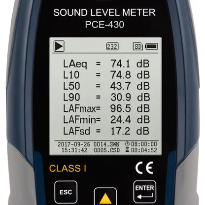 PCE-430-EKIT - Professional Outdoor Noise Meter with Data Logger and USB Access