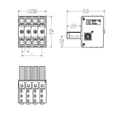 2720450000 - 7.62mm Pitch 5-Pole Push-In Female Connector, 180° Angle  (Pack of 24)