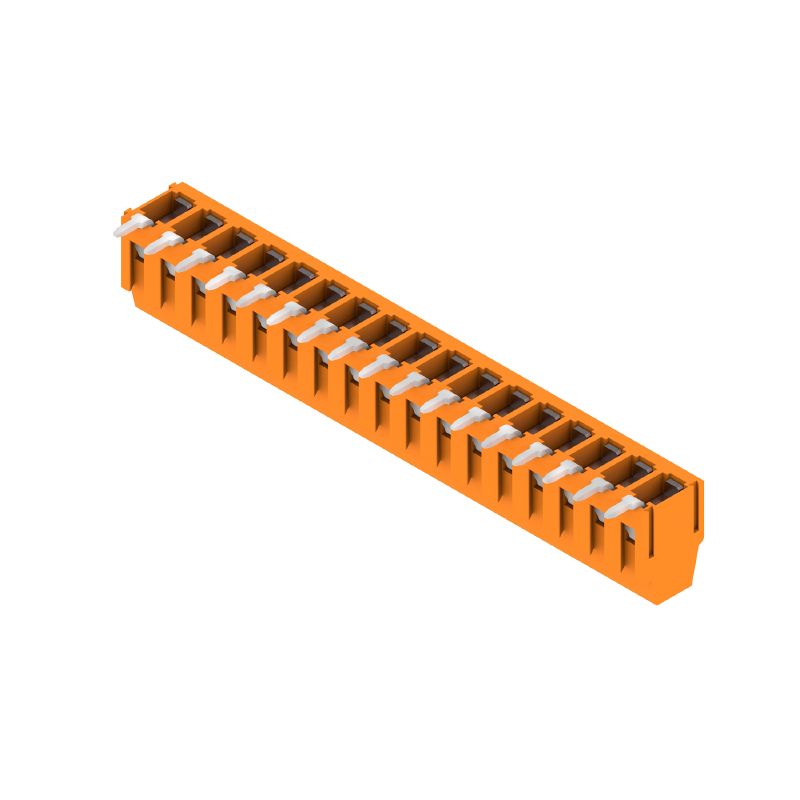 1234390000 - 5mm Terminal Block, 17 Poles, 180° Configuration, Tinned Orange  (Pack of 50)