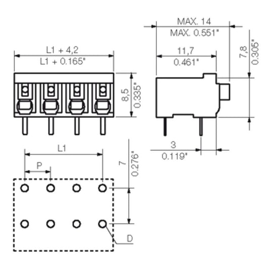 2568030000 - 5.08mm Black PCB Terminal, 90° Connection, 2 Poles  (Pack of 59)