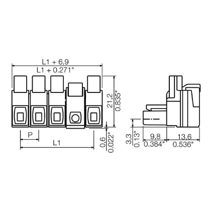 1173530000 - PCB 180° 4-Pole Connector for 7.62mm Female Plugs  (Pack of 40)