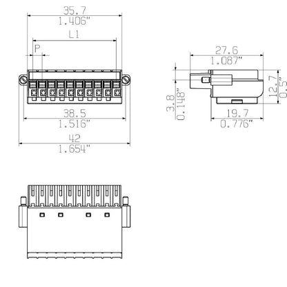 1918410000 - 3.50mm 10-Pole PCB Connector with PUSH IN Technology  (Pack of 20)