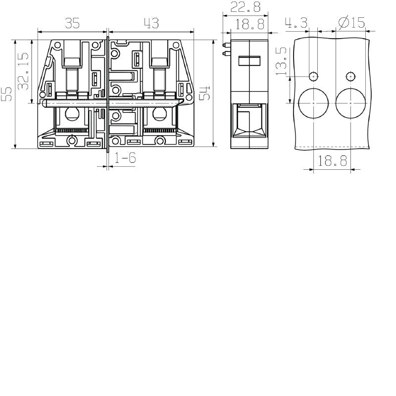 2427650000 - 50mm² RoHS Compliant Feed-Through Terminal with Screw Connection  (Pack of 10)
