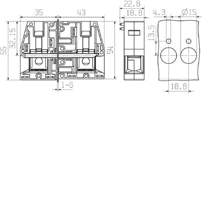 2427650000 - 50mm² RoHS Compliant Feed-Through Terminal with Screw Connection  (Pack of 10)