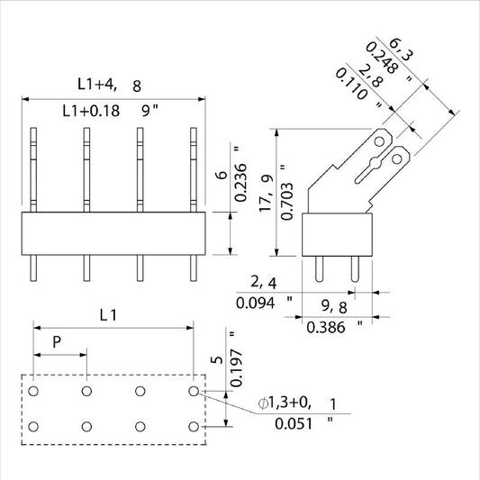 9512080000 - 13-Pole 135° Orange PCB Terminal with 3.5mm Solder Pins  (Pack of 18)