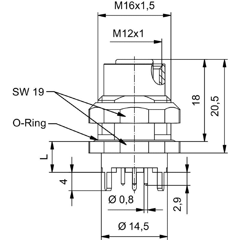 2422000000 - M12 4-Pole Plug Connector, 6.75mm Height, IP67 Rated  (Pack of 10)