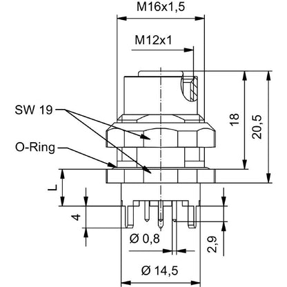 2422000000 - M12 4-Pole Plug Connector, 6.75mm Height, IP67 Rated  (Pack of 10)
