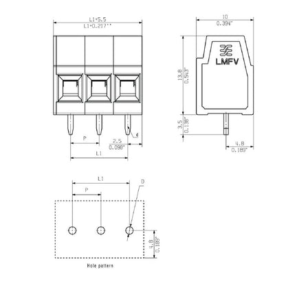 2786550000 - 5mm Pitch PCB Terminal, 90° Connection, 4 Poles, Tin-coated  (Pack of 192)