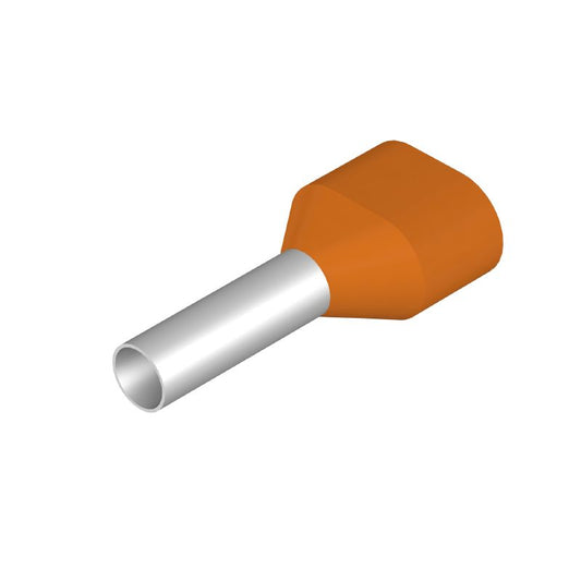 9018590000 - 9mm Orange Twin Wire Ferrule with 22mm Length  (Pack of 100)