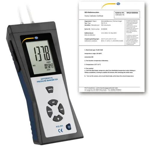 PCE-P01 - Portable Differential Pressure Meter with Data-Logging Capabilities