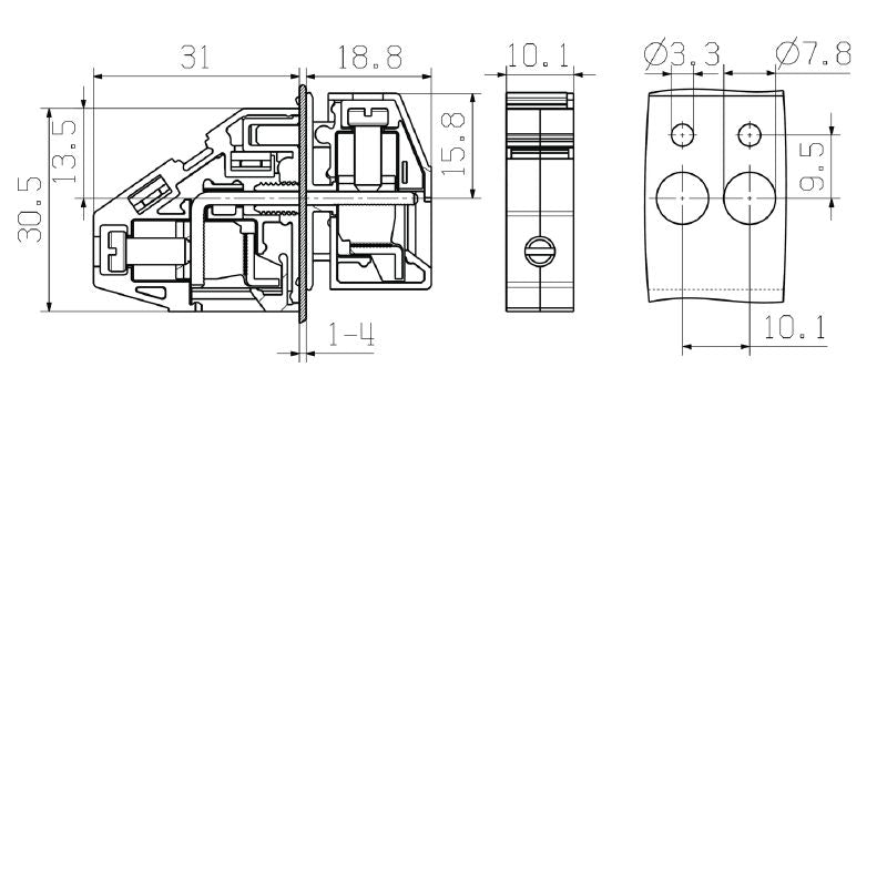 2439530000 - 10mm² Feed-Through Terminal for UL/IEC Applications  (Pack of 50)