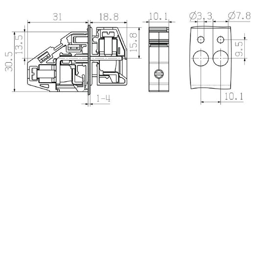 2439530000 - 10mm² Feed-Through Terminal for UL/IEC Applications  (Pack of 50)
