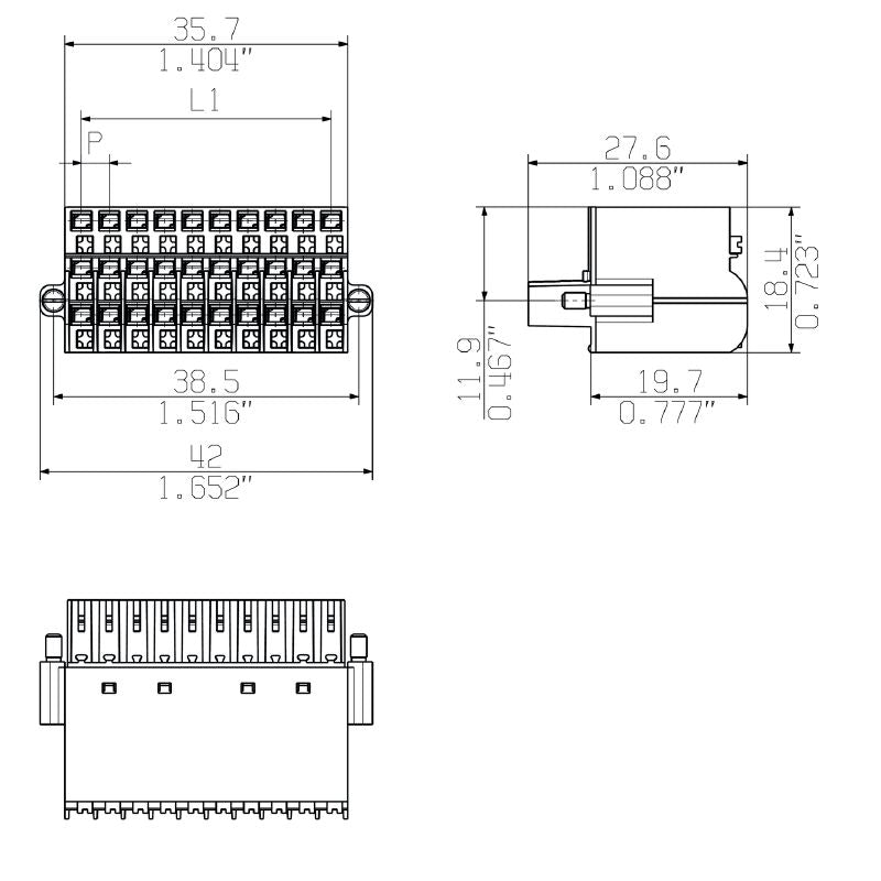 1272300000 - 30-Pole 3.50mm PCB Connector with 180° Orientation  (Pack of 20)