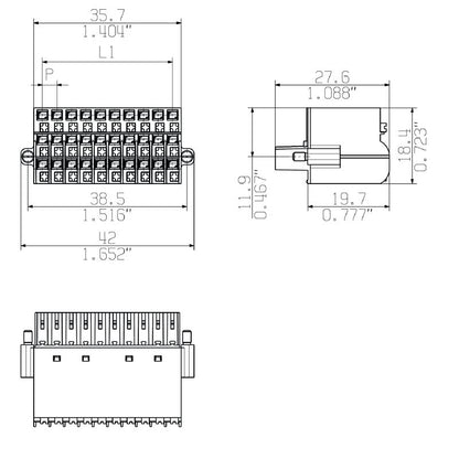 1272300000 - 30-Pole 3.50mm PCB Connector with 180° Orientation  (Pack of 20)
