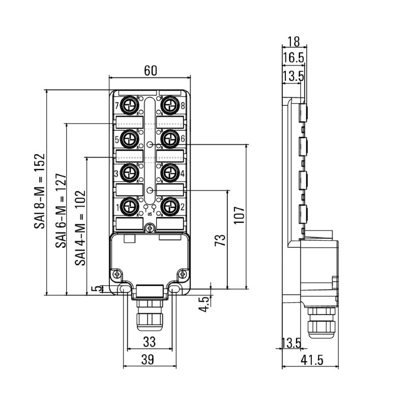 1766800000 - IP67 Rated 10A SAI-8-M 4P IDC with LED Indicators