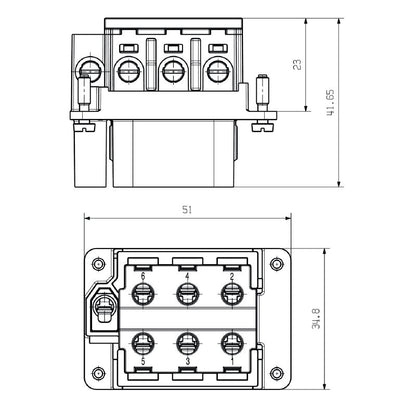 2466800000 - 6-Pole Female Connector, 500V, 40A, Polycarbonate Design