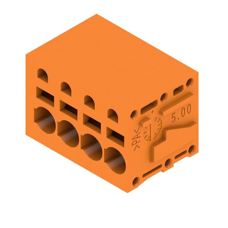 1331980000 - 4-Pole 90° Push In Terminal Connector, 3.5mm Solder Pin, Orange  (Pack of 70)