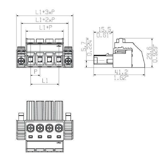1062640000 - 7.62mm 5-Pole Female PCB Connector with 180° Angle  (Pack of 50)