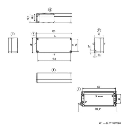 9529160000 - 70mm Aluminium Enclosure K3 RAL7001, Silver Grey Finish  (Pack of 5)