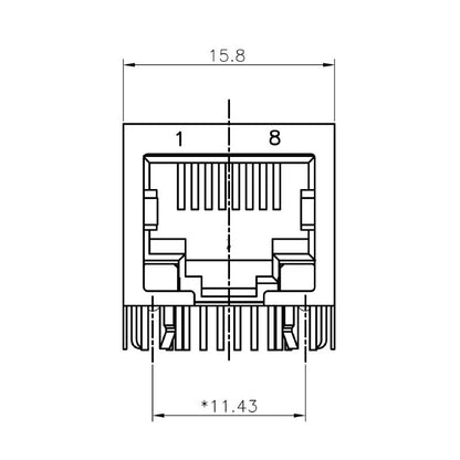 1433800000 - 90° RJ45 Modular Jack for PCB, 21.3mm Depth  (Pack of 120)