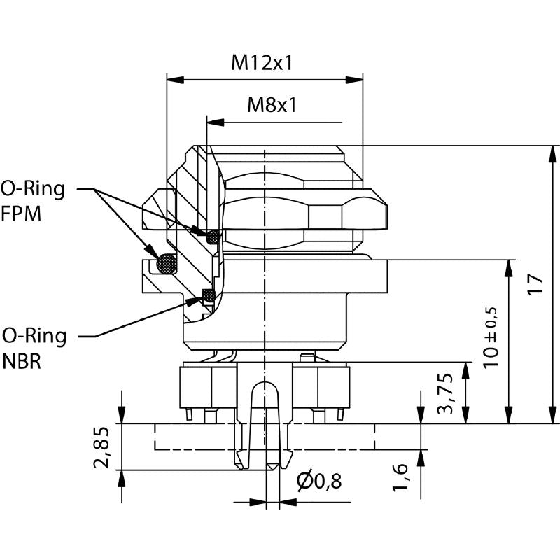 2423580000 - Durable M8 Rectangular Connector with 4 Poles & M12 Thread  (Pack of 25)