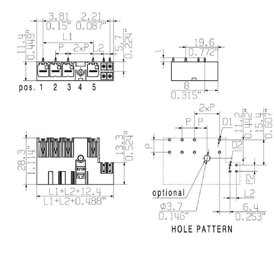 2529510000 - 7.62mm 5-Pole Connector with Closed Side Design  (Pack of 30)