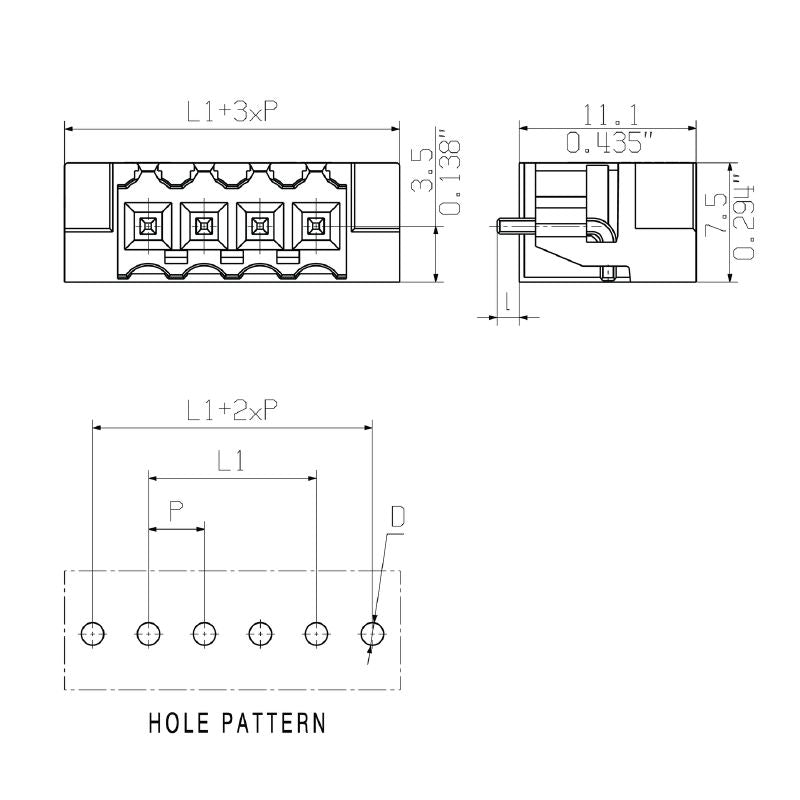 2001250000 - 3.50mm Male PCB Connector with Clip-on Flange  (Pack of 100)