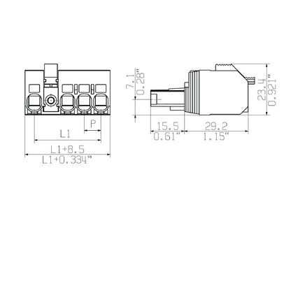 1201700000 - 7.62mm Pitch 180° Female Connector with Tension-Clamp  (Pack of 50)