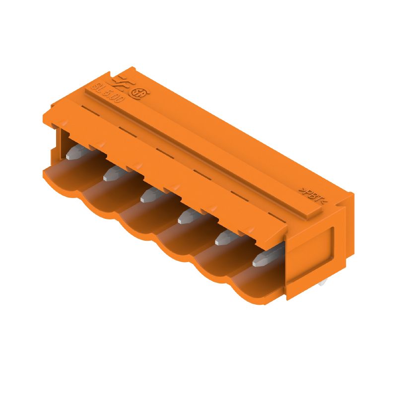 1580900000 - 6-Pole 5mm Pitch Orange PCB Connector with 90° Angle  (Pack of 50)