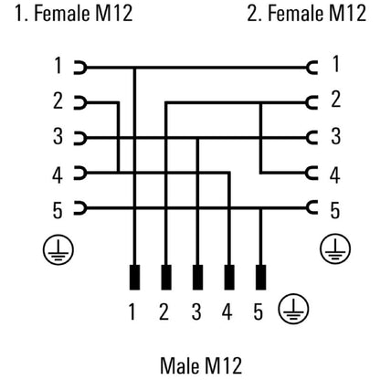 1783410000 - 2M Y-Type M12 Connector, IP67 & ROHS Compliant