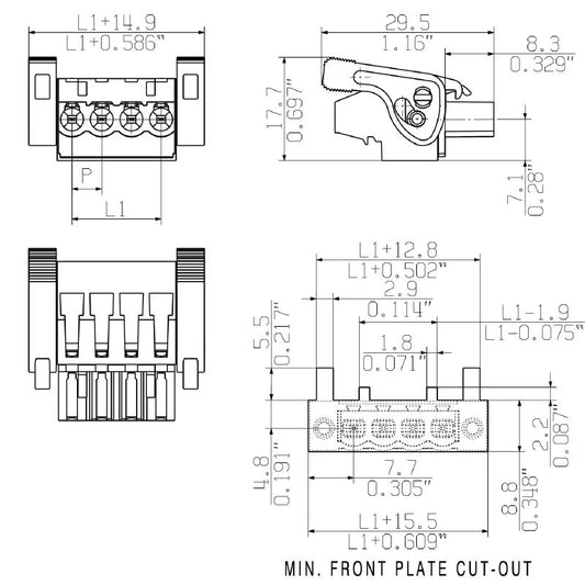 1947540000 - 5.08mm 3-Pole PCB Female Connector with 270° Outlet  (Pack of 72)