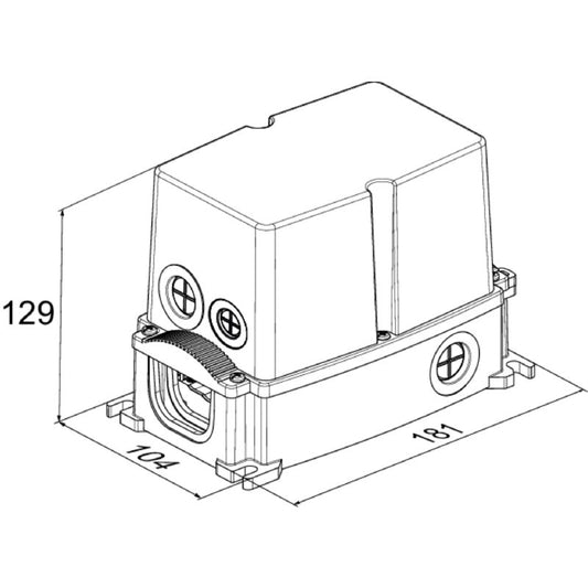 2703920000 - IP65 Black Polycarbonate Enclosure, 183mm x 104mm x 129mm