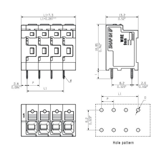 2913770000 - 5mm Pitch 8-Pole Circuit Board Terminal for THT Solder  (Pack of 12)