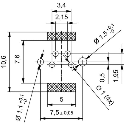 2423190000 - M8 4-Pole PCB Connector with M10 Mounting Thread  (Pack of 25)